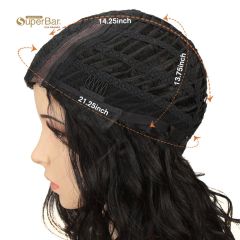 Superbar Human Hair Lace Front Wigs 4.5 inchSide LacePart Wigs 14 inch Water Wavy Wig for BlackWomen Brown Color