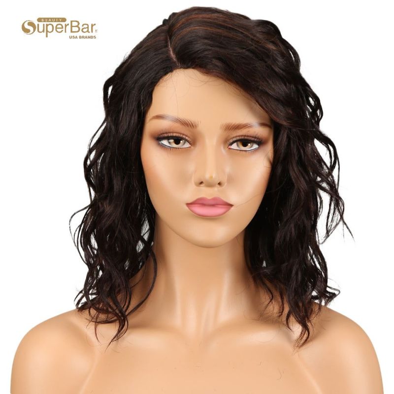 Superbar Human Hair Lace Front Wigs 4.5 inchSide Part Wigs 14 inch Water Wavy Wig for BlackWomen