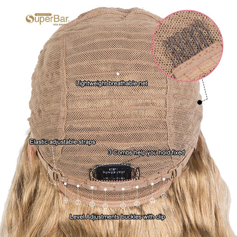 Superbar Hightlight Blonde Body Wave HumanHair Wigs with Bangs 100% High-quality Human HairWig with Bangs for Black Women 130% Density