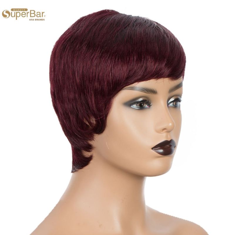 Superbar Human Hair Wigs For Women 9 Inch Short Curly Pixie Cut Wigs Brown Color