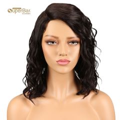 Superbar Human Hair Lace Front Wigs 4.5 inchSide LacePart Wigs 14 inch Water Wavy Wig for BlackWomen Brown Color