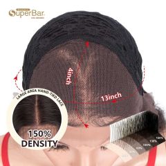 Superbar 13x4 Lace Front Wigs Human HairLoose Body Wave Wigs 150% Density Natural BlackColor
