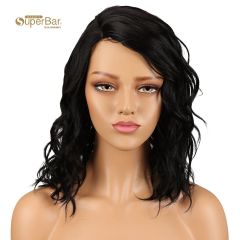 Superbar Human Hair Lace Front Wigs 4.5 inchSide LacePart Wigs 14 inch Water Wavy Wig for BlackWomen Brown Color