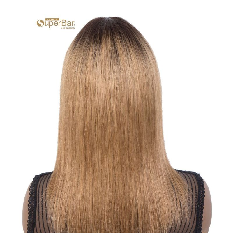 Superbar Human Hair Wigs With Bangs ForWomen Non-lace Wig Ombre Honey Blonde Color