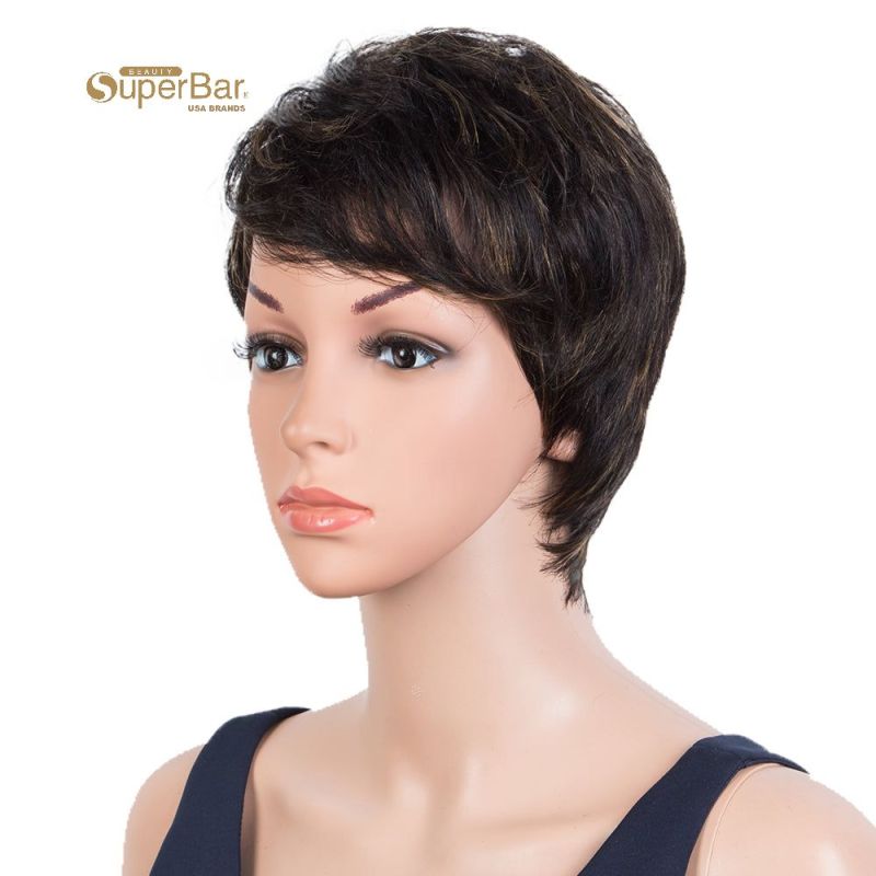 Superbar Human Hair Wigs 9 Inch Short CurlyPixie Wig With Bangs