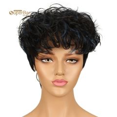 Superbar Human Hair Wigs For Women 9 InchShort Curly Pixie Cut Wigs Colorful wig