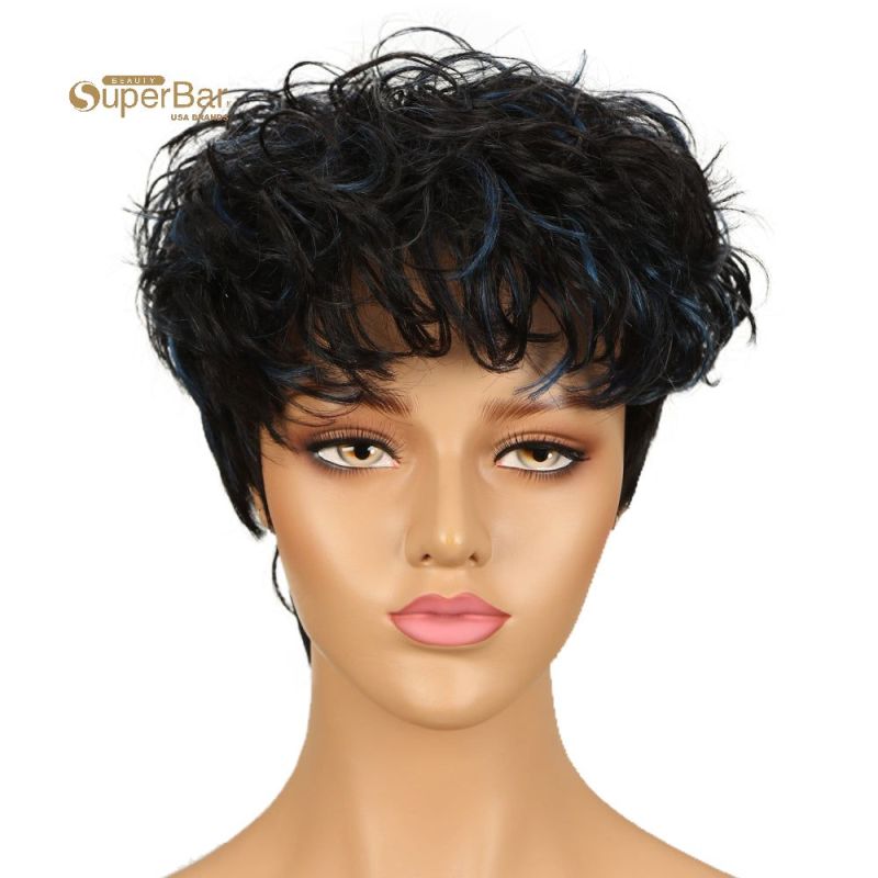 Superbar Human Hair Wigs For Women 9 InchShort Curly Pixie Cut Wigs Colorful wig