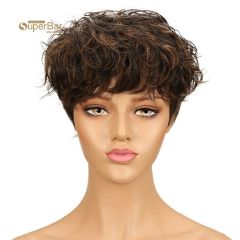 Superbar Human Hair Wigs For Women 9 InchShort Curly Pixie Cut Wigs Colorful wig