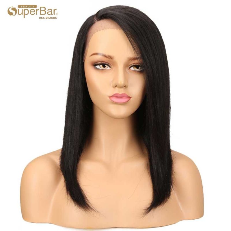 Superbar straight Wig Hand Tied Lace SidePart Wig 18 Inch 130% Density 100% Human Hair Wigs