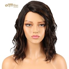 Superbar  Human Hair Lace Front Wigs 4.5 inchSide LacePart Wigs 14 inch Water Wavy Wig for BlackWomen Piano Color
