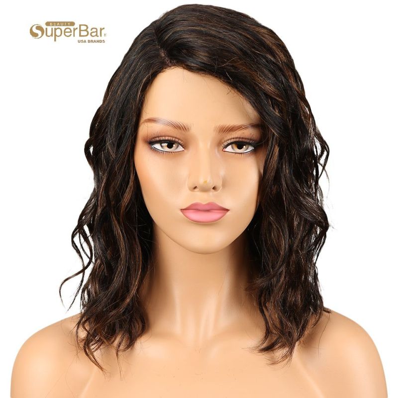 Superbar  Human Hair Lace Front Wigs 4.5 inchSide LacePart Wigs 14 inch Water Wavy Wig for BlackWomen Piano Color