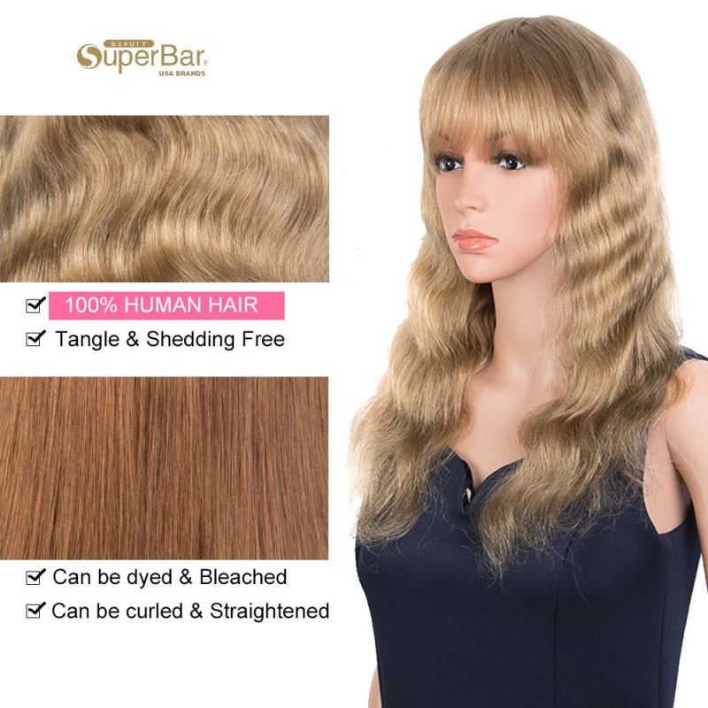 Superbar Hightlight Blonde Body Wave HumanHair Wigs with Bangs 100% High-quality Human HairWig with Bangs for Black Women 130% Density