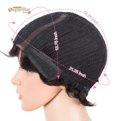 Superbar Human Hair Pixie Cut Wigs 6 inchSide Lace Part Wigs Pixie Bob Wig for Black WomenOmbre Brown Color