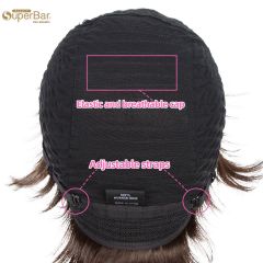 Superbar Human Hair Wigs For Women 9 Inch Short Curly Pixie Cut Wigs Brown Color