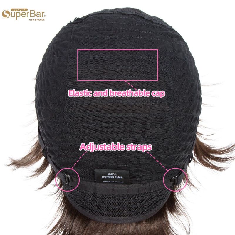 Superbar Human Hair Wigs For Women 9 Inch Short Curly Pixie Cut Wigs Brown Color