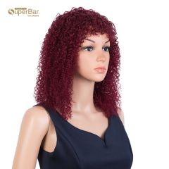 Superbar Brazilian Short Curly Bob Wig Human HairWigs With Bangs Machine Made Wigs For WomenRemy Curly Bob Wig Burgundy Color