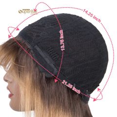 Superbar Human Hair Wigs With Bangs ForWomen Non-lace Wig Ombre Honey Blonde Color