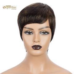 Superbar Human Hair Wigs For Women 9 InchShort Curly Pixie Cut Wigs