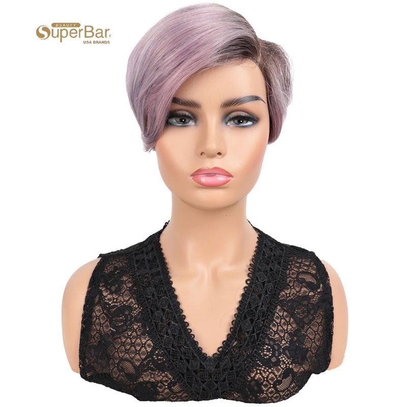 Superbar Human Hair Lace Front Wigs 5.5 inchSide LacePart Wigs Pixie Cut Bob Wig for BlackWomen Light Purple Color
