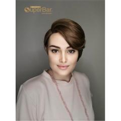 Superbar Human Hair Lace Front Wigs 5.5 inchSide Lace Part Wigs Pixie Cut Bob Wig for BlackWomen Medium Brown Color