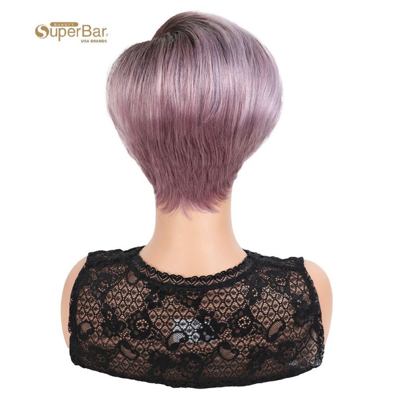 Superbar Human Hair Lace Front Wigs 5.5 inchSide LacePart Wigs Pixie Cut Bob Wig for BlackWomen Light Purple Color