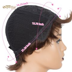 Superbar Human Hair Wigs For Women 9 InchShort Curly Pixie Cut Wigs
