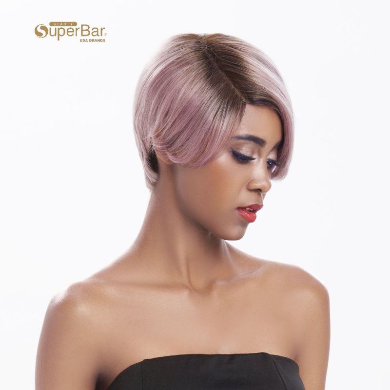 Superbar Human Hair Lace Front Wigs 5.5 inchSide LacePart Wigs Pixie Cut Bob Wig for BlackWomen Light Purple Color