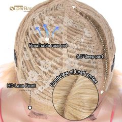 Superbar Blonde Pixie Cut Wigs HD Lace FrontWigs Human Hair Short Straight Boy Cut Wigs for Women