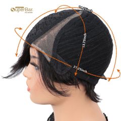 Superbar Human Hair Lace Front Wigs 5.5 inchSide LacePart Wigs Pixie Cut Bob Wig for BlackWomen Light Purple Color