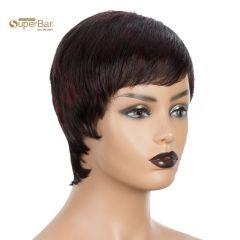 Superbar Human Hair Wigs For Women 9 InchShort Curly Pixie Cut Wigs