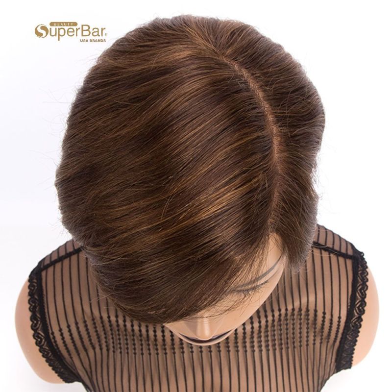 Superbar Human Hair Lace Front Wigs 5.5 inchSide Lace Part Wigs Pixie Cut Bob Wig for BlackWomen Medium Brown Color
