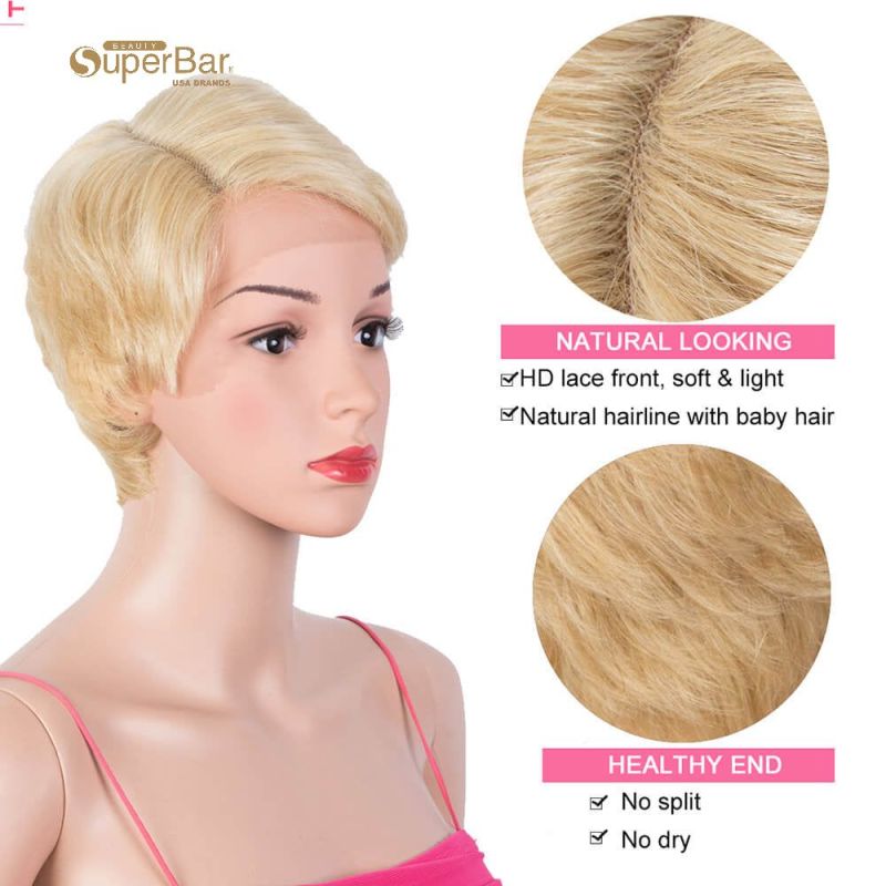 Superbar Blonde Pixie Cut Wigs HD Lace FrontWigs Human Hair Short Straight Boy Cut Wigs for Women