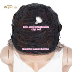 Superbar Human Hair Pixie Cut Wigs Pixie BobWig with Hand-tied Hairline Ombre Brown Color