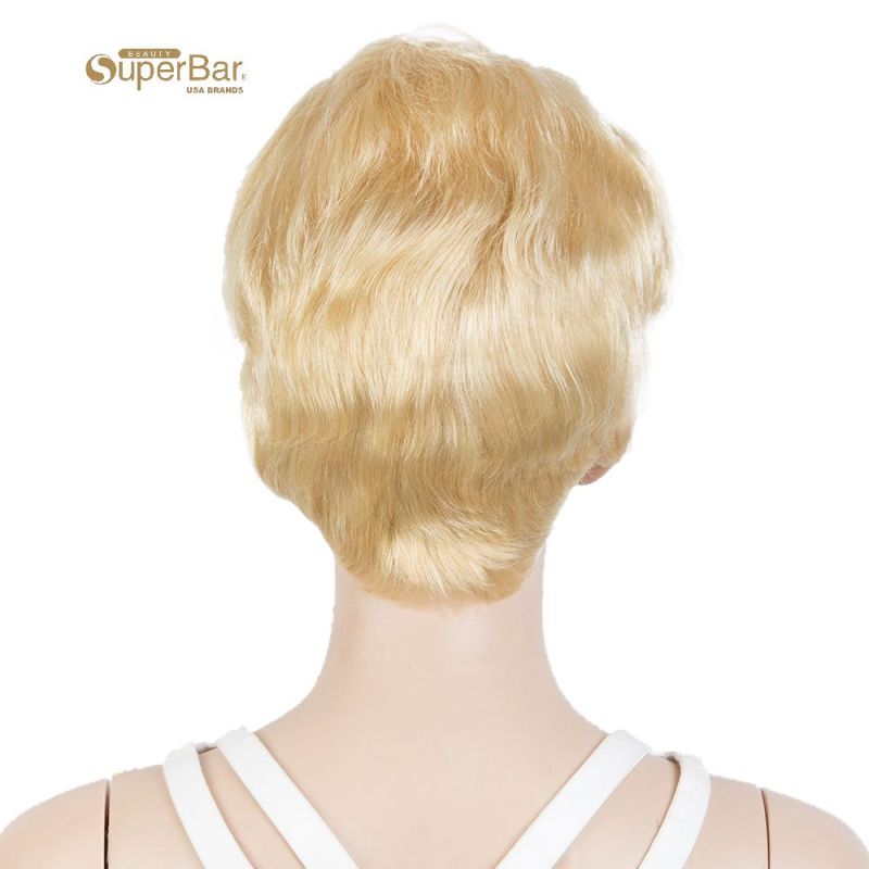 Superbar Human Hair Pixie Cut Wigs Pixie BobWig with Hand-tied Hairline Blonde Color