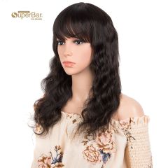 Superbar Human Hair Wig with Bangs NaturalColor Wigs for Women