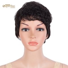 Superba Human Hair Wigs Pixie Cut Wigs 9Inch short Curly Wig Black Color