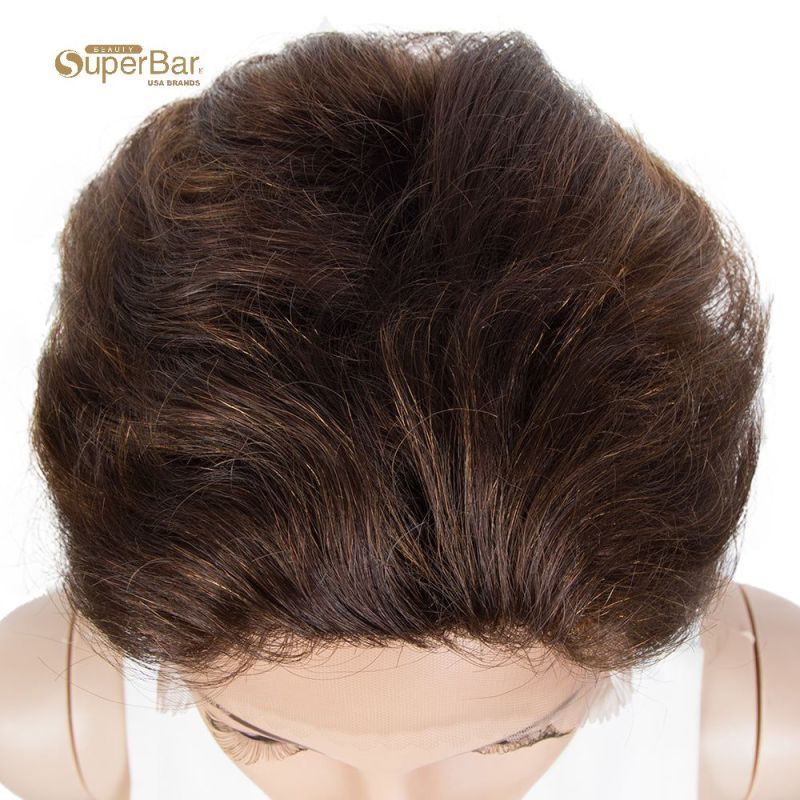 Superbar Human Hair Pixie Cut Wigs Pixie BobWig with Hand-tied Hairline Brown Color