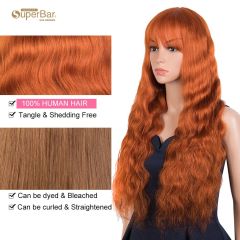 Superbar Hightlight Orange Body Wave HumanHair Wigs with Bangs 100% High-quality Human Hair Wig with Bangs for Black Women Ginger Color