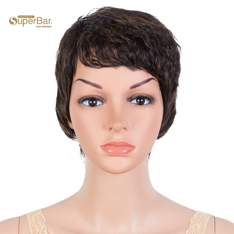 Superba Human Hair Wigs Pixie Cut Wigs 9Inch short Curly Wig Black Color