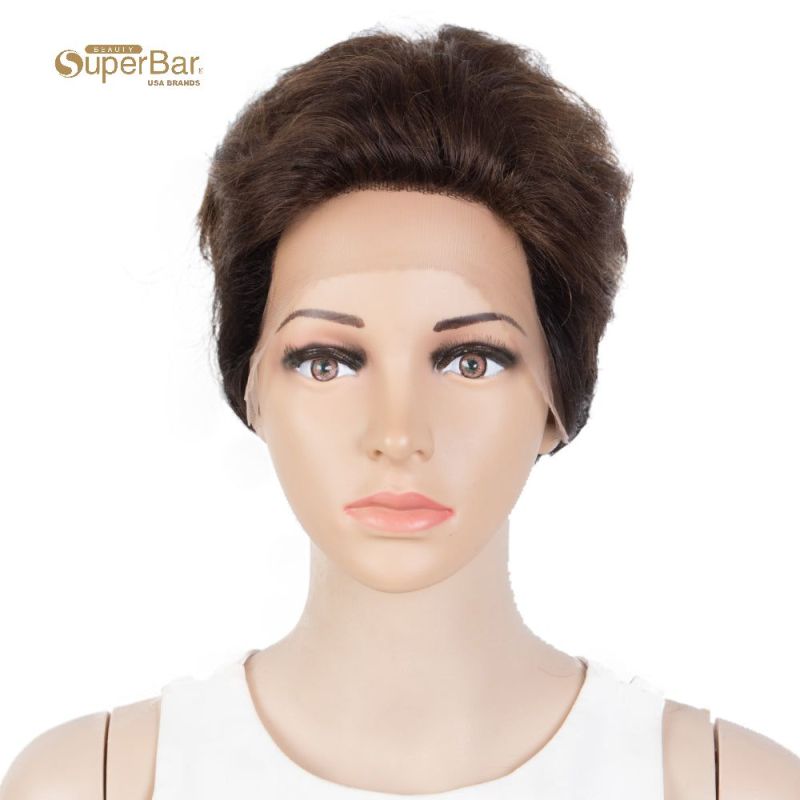 Superbar Human Hair Pixie Cut Wigs Pixie BobWig with Hand-tied Hairline Brown Color