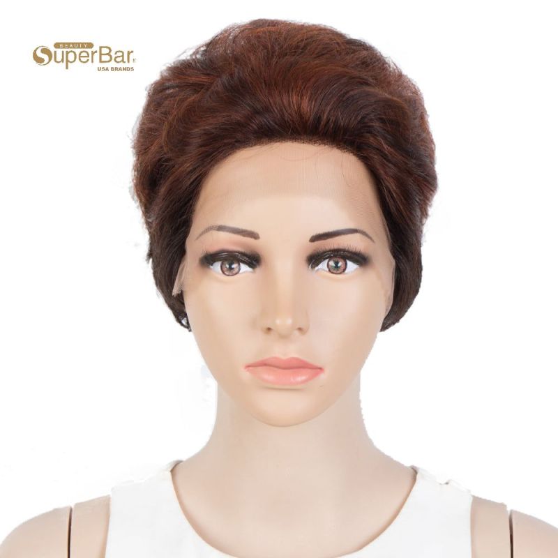 Superbar Human Hair Pixie Cut Wigs Pixie BobWig with Hand-tied Hairline Ombre Brown Color