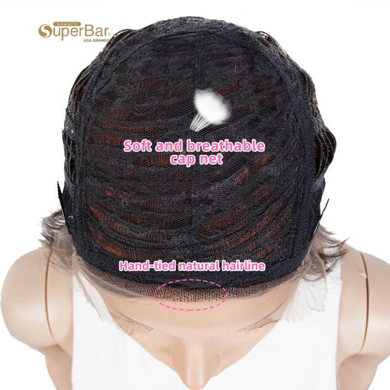 Superbar Human Hair Pixie Cut Wigs Pixie BobWig with Hand-tied Hairline Blonde Color