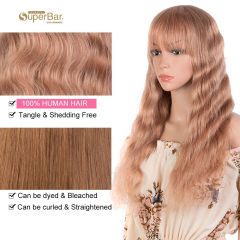 Superbar Hightlight Pink Body Wave HumanHair Wigs with Bangs 100% High-quality Human HairWig with Bangs for Black Women 130% Density