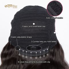 Superbar Human Hair Wig with Bangs NaturalColor Wigs for Women