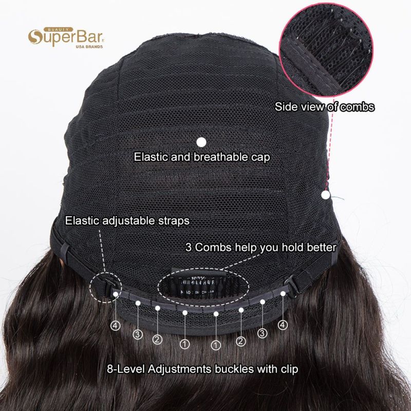 Superbar Human Hair Wig with Bangs NaturalColor Wigs for Women
