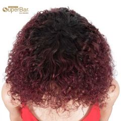 Superbar Bob Wig With Bangs 10 inch HumanHair Curly Wavy Wigs