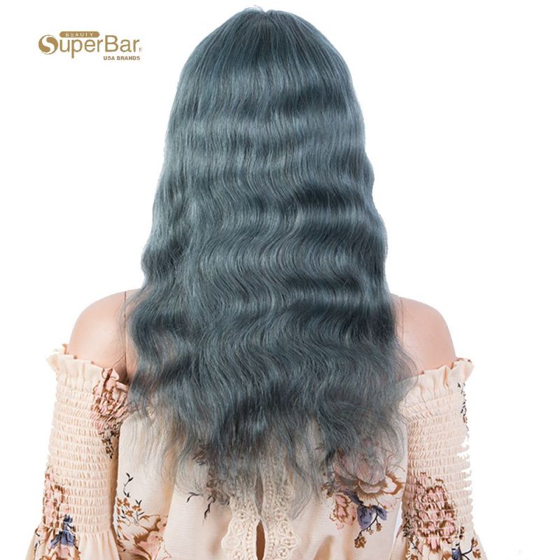 Superbar Hightlight Blue Body Wave HumanHair Wigs with Bangs 100% High-quality Human HairWig with Bangs for Black Women 130% Density