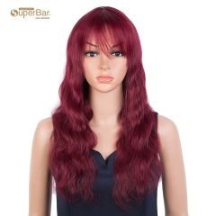 Superbar Hightlight Red Body Wave HumanHair Wigs with Bangs 100% High-quality Human HairWig with Bangs for Black Women 130% Density
