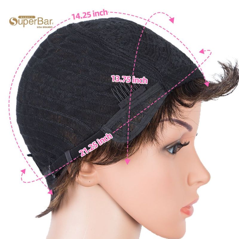 Superba Human Hair Wigs Pixie Cut Wigs 9Inch short Curly Wig Black Color