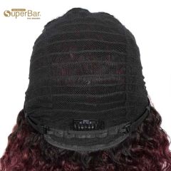 Superbar Bob Wig With Bangs 10 inch HumanHair Curly Wavy Wigs